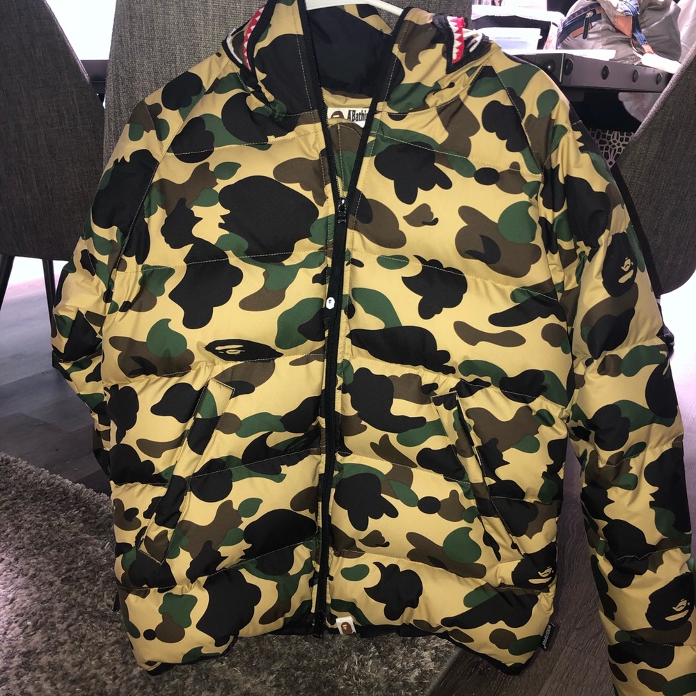 BAPE shark hoodie puffer jacket